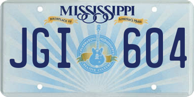 MS license plate JGI604