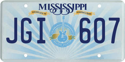 MS license plate JGI607