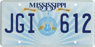 MS license plate JGI612