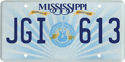 MS license plate JGI613
