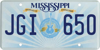 MS license plate JGI650