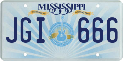 MS license plate JGI666