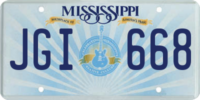 MS license plate JGI668