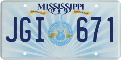 MS license plate JGI671
