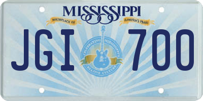 MS license plate JGI700