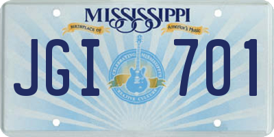 MS license plate JGI701