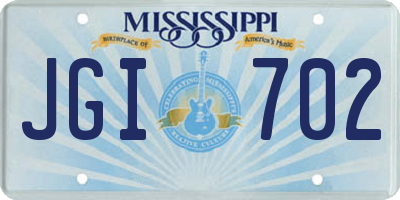 MS license plate JGI702