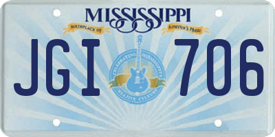 MS license plate JGI706