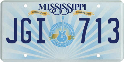 MS license plate JGI713