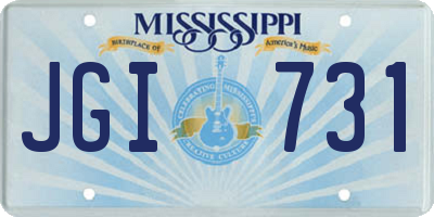 MS license plate JGI731