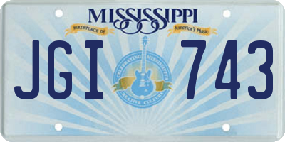 MS license plate JGI743