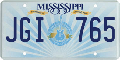 MS license plate JGI765