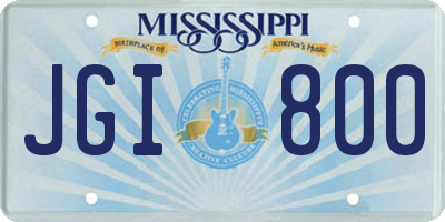 MS license plate JGI800