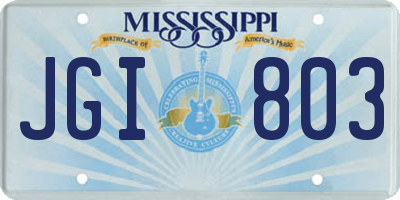 MS license plate JGI803