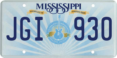 MS license plate JGI930
