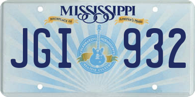 MS license plate JGI932