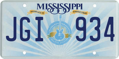 MS license plate JGI934