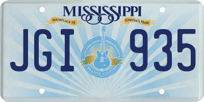 MS license plate JGI935