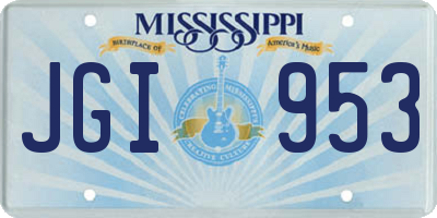 MS license plate JGI953