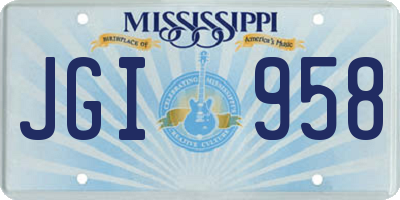 MS license plate JGI958