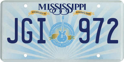 MS license plate JGI972