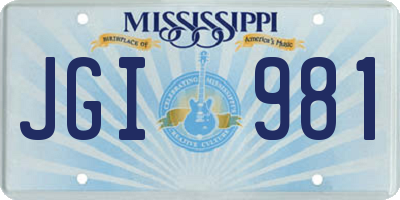 MS license plate JGI981