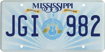 MS license plate JGI982
