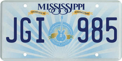 MS license plate JGI985