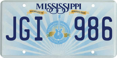 MS license plate JGI986