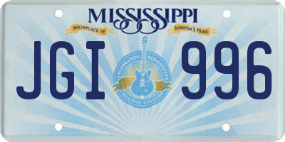 MS license plate JGI996