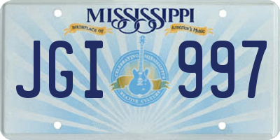 MS license plate JGI997