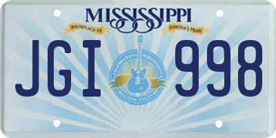 MS license plate JGI998