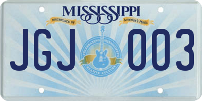 MS license plate JGJ003