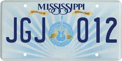 MS license plate JGJ012