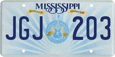 MS license plate JGJ203