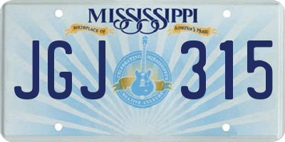 MS license plate JGJ315