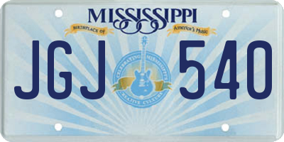 MS license plate JGJ540