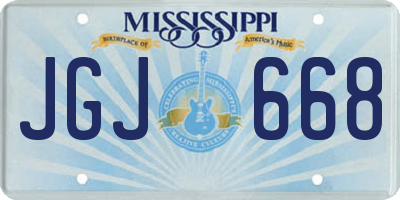 MS license plate JGJ668