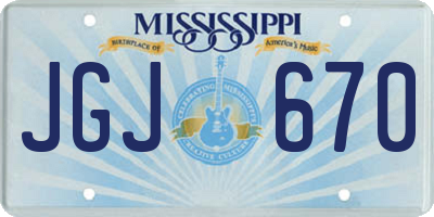 MS license plate JGJ670