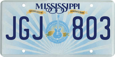 MS license plate JGJ803