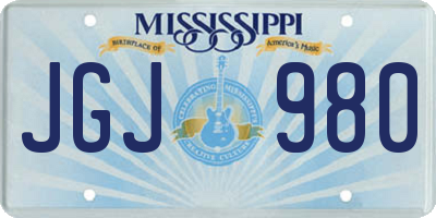 MS license plate JGJ980