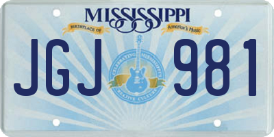 MS license plate JGJ981