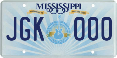 MS license plate JGK000