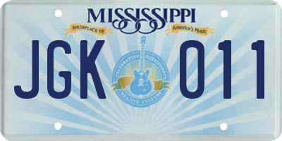 MS license plate JGK011
