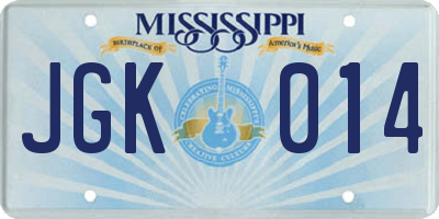 MS license plate JGK014