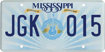 MS license plate JGK015