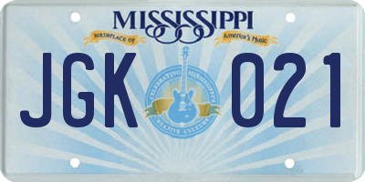 MS license plate JGK021