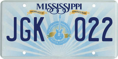 MS license plate JGK022
