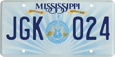 MS license plate JGK024