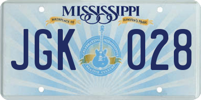 MS license plate JGK028
